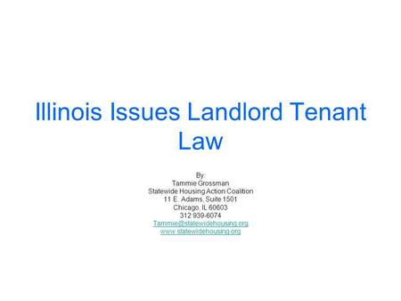 Illinois Issues Landlord Tenant Law