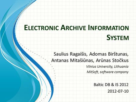 Electronic Archive Information System