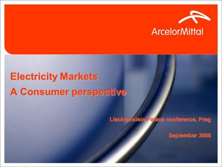 Electricity Markets A Consumer perspective Liechtenstein Palace conference, Prag September 2008.