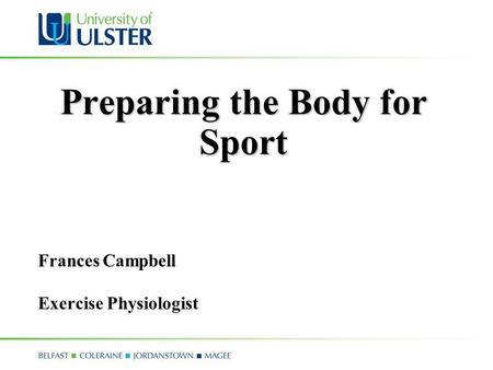 Preparing the Body for Sport