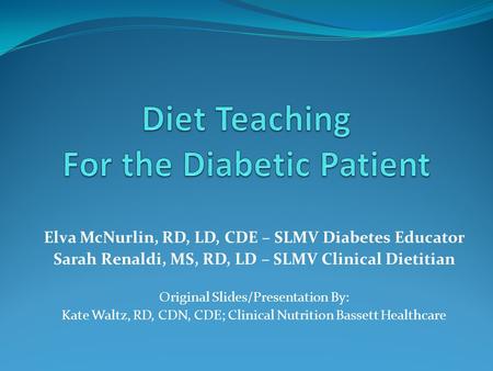 Diet Teaching For the Diabetic Patient