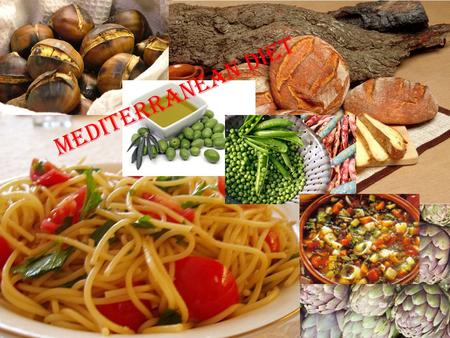 MEDITERRANEAN DIET. Mediterranean diet A dietary pattern that is tradition, culture, leisure, socialization, balance. In humans, alimentation is not only.