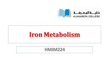 Iron Metabolism HMIM224.