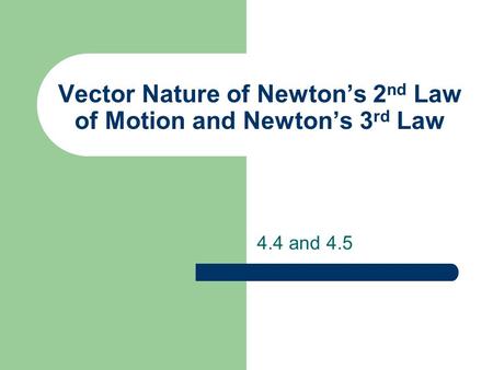 Vector Nature of Newtons 2 nd Law of Motion and Newtons 3 rd Law 4.4 and 4.5.