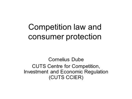 Competition law and consumer protection