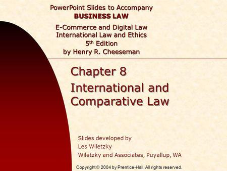 Chapter 8 International and Comparative Law