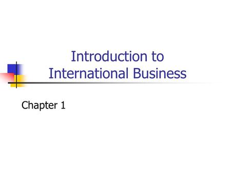 Introduction to International Business