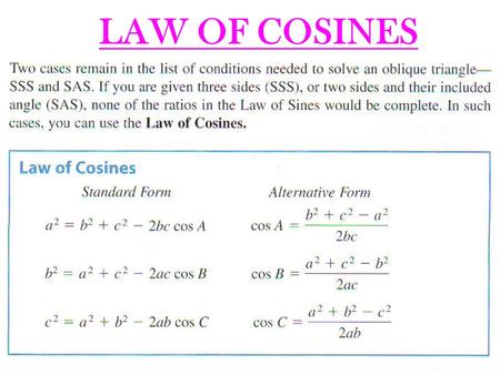 LAW OF COSINES.