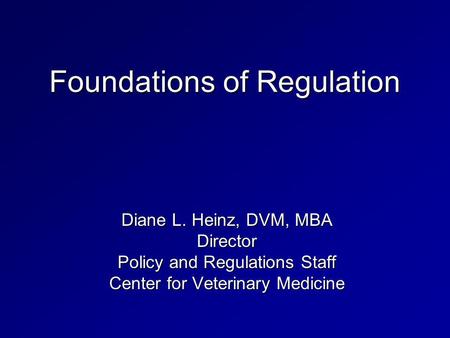 Foundations of Regulation