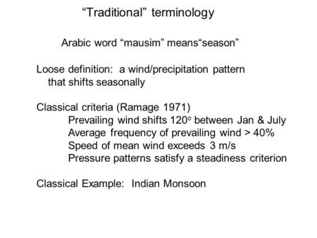 “Traditional” terminology