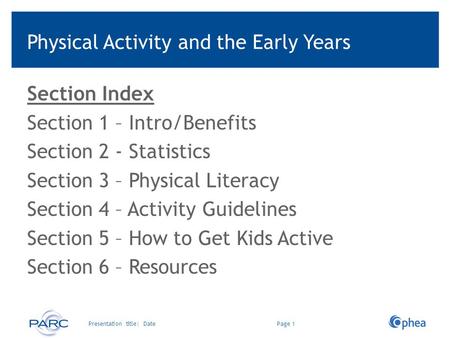 Physical Activity and the Early Years