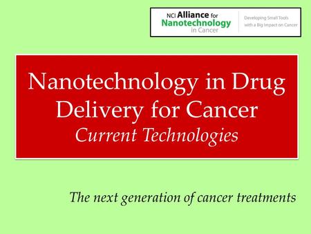 Nanotechnology in Drug Delivery for Cancer Current Technologies