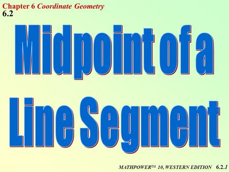 MATHPOWER TM 10, WESTERN EDITION Chapter 6 Coordinate Geometry 6.2 6.2.1.