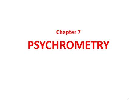 APPLIED THERMODYNAMICS, PSYCHROMETRY