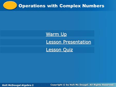 Operations with Complex Numbers