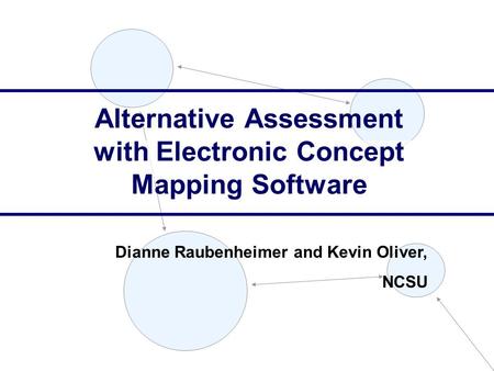 Alternative Assessment with Electronic Concept Mapping Software Dianne Raubenheimer and Kevin Oliver, NCSU.