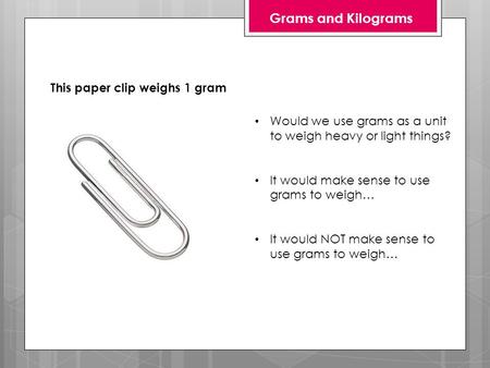 This paper clip weighs 1 gram