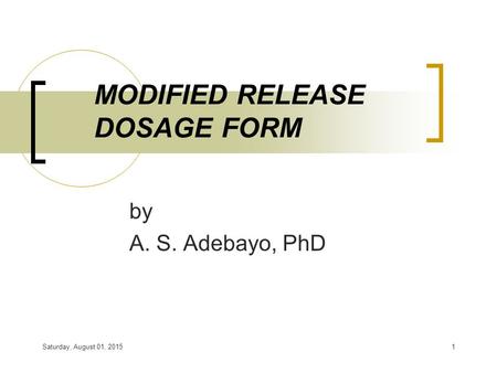 MODIFIED RELEASE DOSAGE FORM