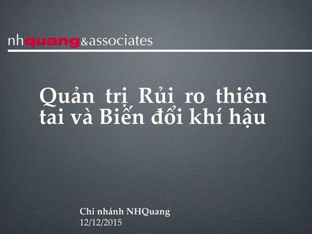 Quản trị Rủi ro thiên tai và Biến đổi khí hậu