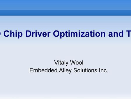 NAND Chip Driver Optimization and Tuning