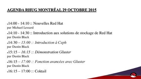 AGENDA RHUG MONTRÉAL 29 OCTOBRE 2015