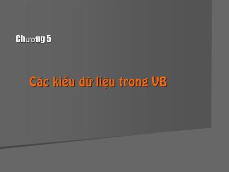 Các kiểu dữ liệu trong VB