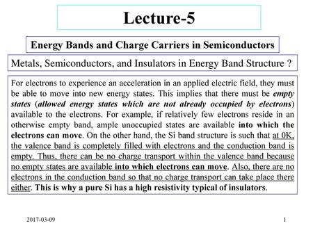 Energy Bands and Charge Carriers in Semiconductors