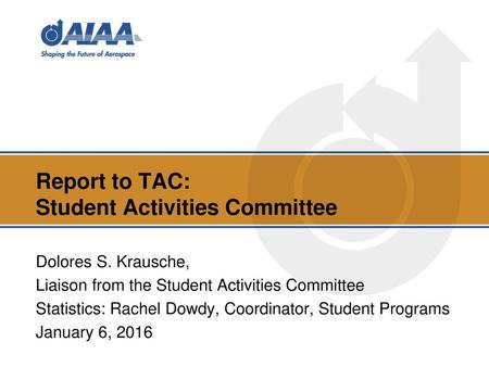 Report to TAC: Student Activities Committee