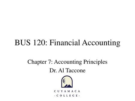 BUS 120: Financial Accounting