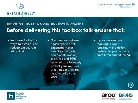 IMPORTANT NOTE TO CONSTRUCTION MANAGERS