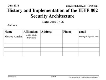 History and Implementation of the IEEE 802 Security Architecture