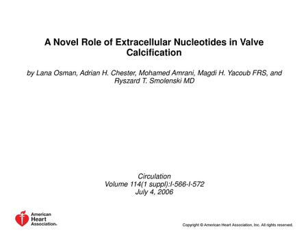 A Novel Role of Extracellular Nucleotides in Valve Calcification