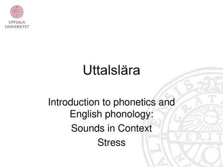 Introduction to phonetics and English phonology: