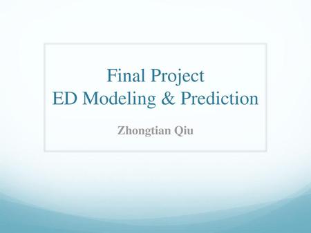 Final Project ED Modeling & Prediction