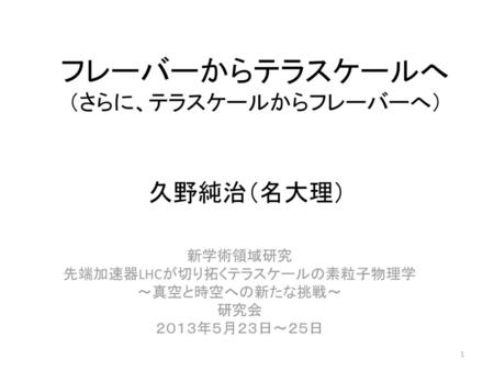 新学術領域研究 先端加速器LHCが切り拓くテラスケールの素粒子物理学 ～真空と時空への新たな挑戦～ 研究会 ２０１３年５月２３日〜２５日