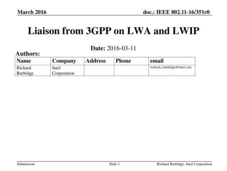 Liaison from 3GPP on LWA and LWIP