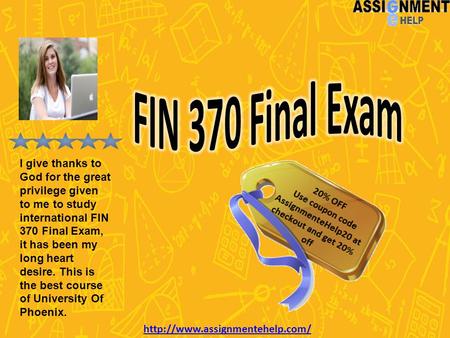 FIN 370 Final Exam