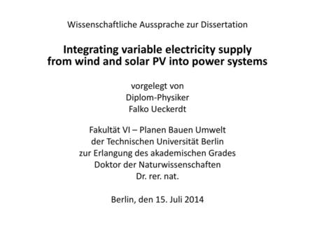 Wissenschaftliche Aussprache zur Dissertation