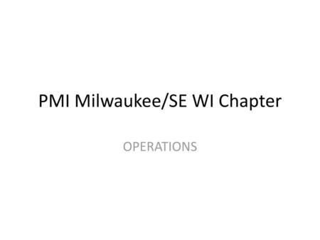 PMI Milwaukee/SE WI Chapter