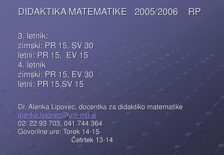 DIDAKTIKA MATEMATIKE 2005/2006 RP 3