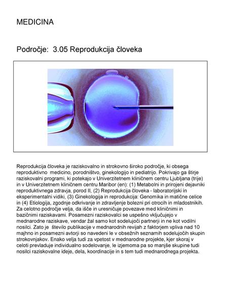 Področje: 3.05 Reprodukcija človeka