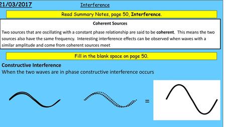 = 21/03/2017 Interference Constructive Interference