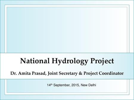 National Hydrology Project Dr