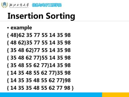 Insertion Sorting example { 48}