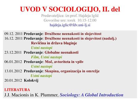 UVOD V SOCIOLOGIJO, II. del