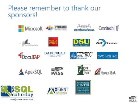 Please remember to thank our sponsors!