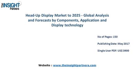 Head-Up Display Market to Global Analysis and Forecasts by Components, Application and Display technology No of Pages: 150 Publishing Date: May.