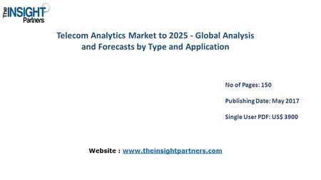 Telecom Analytics Market to Global Analysis and Forecasts by Type and Application No of Pages: 150 Publishing Date: May 2017 Single User PDF: US$