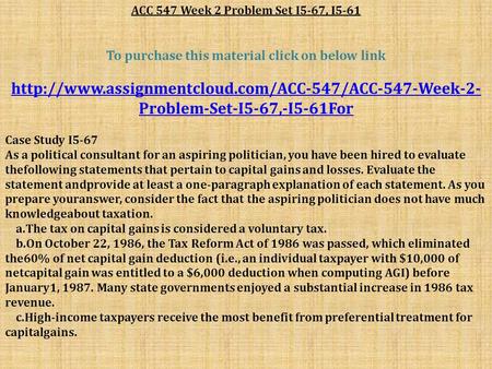 ACC 547 Week 2 Problem Set I5-67, I5-61 To purchase this material click on below link  Problem-Set-I5-67,-I5-61For.