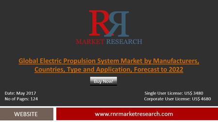 Global Electric Propulsion System Market by Manufacturers, Countries, Type and Application, Forecast to WEBSITE Date: May.